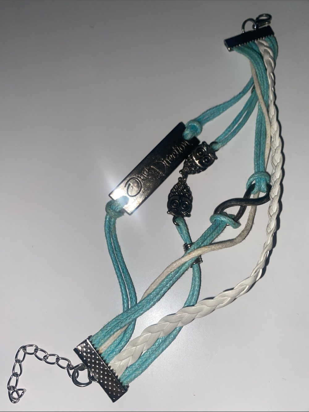 One Direction Turquoise & White Layered Infinity Owl Bracelet - Picture 1 of 3